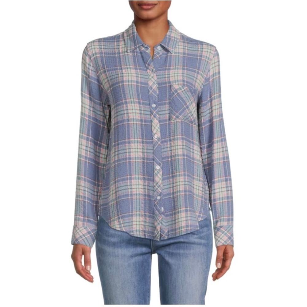Rails Brady lightweight plaid shirt in blue mint rose M